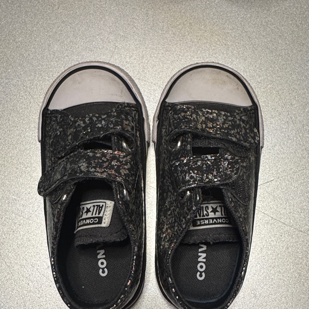 Converse Kids' Black and White Glitter Sneakers